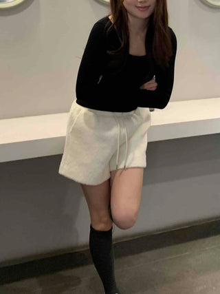 Fleece Banding Cozy High-Waisted Shorts