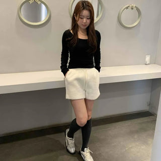 Fleece Banding Cozy High-Waisted Shorts