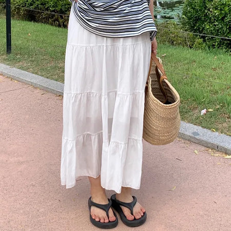 Jomu Lovely Elastic Tiered Maxi Skirt