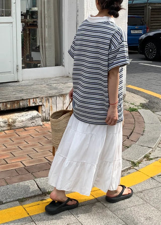 Jomu Lovely Elastic Tiered Maxi Skirt
