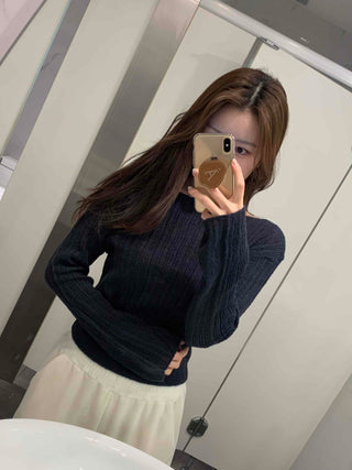 Belt Set Shirred Slim Fit Boat Neck Knit