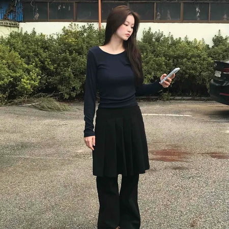 Velvet Tension High-Waisted Flare Midi Skirt
