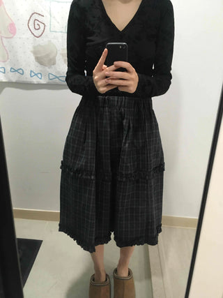 Balloon Shirred Pleated Flare Midi Skirt