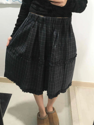 Balloon Shirred Pleated Flare Midi Skirt