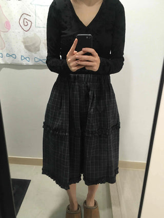 Balloon Shirred Pleated Flare Midi Skirt