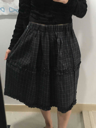 Balloon Shirred Pleated Flare Midi Skirt