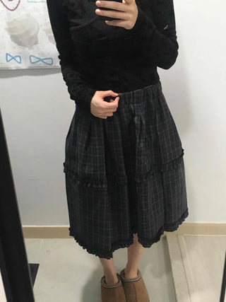 Balloon Shirred Pleated Flare Midi Skirt