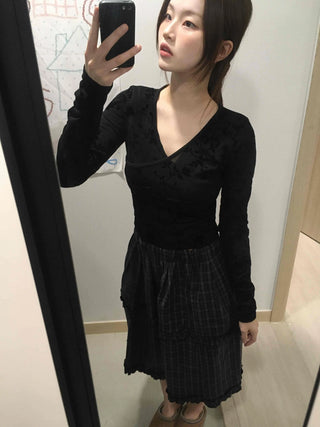 Balloon Shirred Pleated Flare Midi Skirt