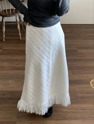 Shearling boucle slim fit H-line long skirt