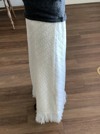 Shearling boucle slim fit H-line long skirt