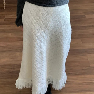 Shearling boucle slim fit H-line long skirt