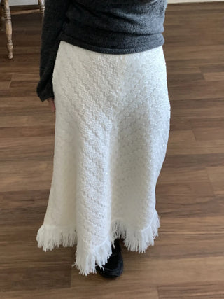 Shearling boucle slim fit H-line long skirt
