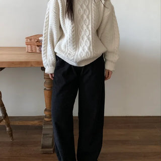 Cable Twist Oversized V-Neck Knit