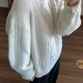 Cable Twist Oversized V-Neck Knit