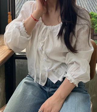 Himo Lovely String Ribbon Blouse