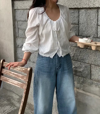 Himo Lovely String Ribbon Blouse