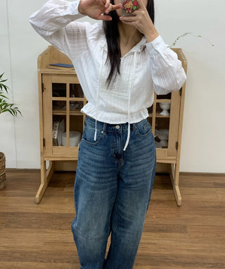 Romantic Shirred Pintuck Puff Blouse