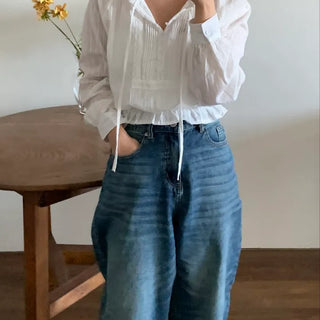Romantic Shirred Pintuck Puff Blouse