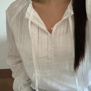 Romantic Shirred Pintuck Puff Blouse