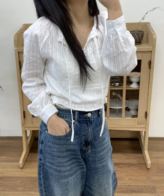 Romantic Shirred Pintuck Puff Blouse