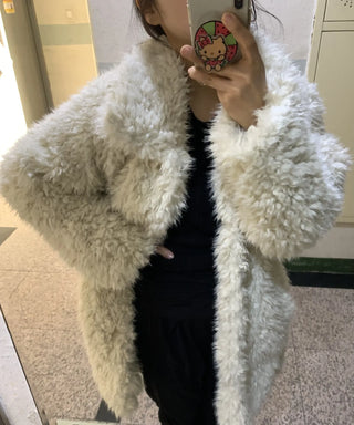 Fuzzy Shearling Oversized Mustang Coat
