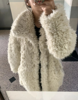 Fuzzy Shearling Oversized Mustang Coat