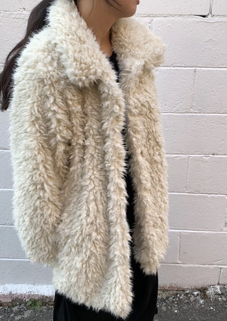 Fuzzy Shearling Oversized Mustang Coat