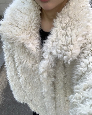Fuzzy Shearling Oversized Mustang Coat