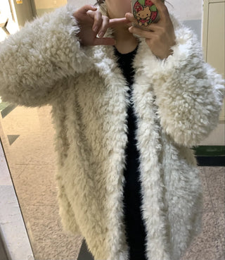 Fuzzy Shearling Oversized Mustang Coat
