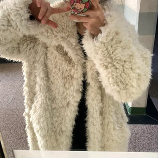 Fuzzy Shearling Oversized Mustang Coat