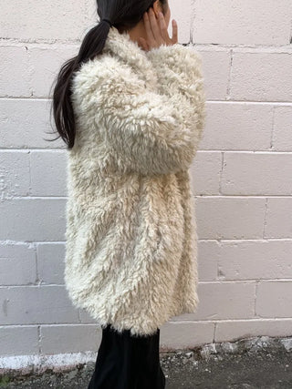 Fuzzy Shearling Oversized Mustang Coat