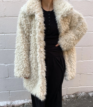 Fuzzy Shearling Oversized Mustang Coat