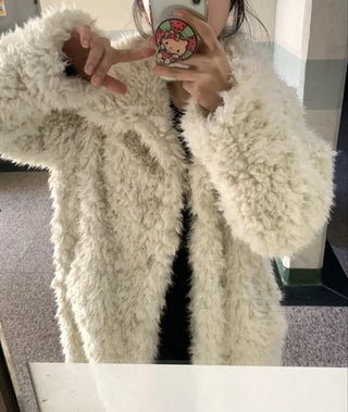 Fuzzy Shearling Oversized Mustang Coat