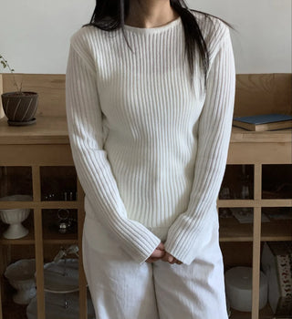 Wide Rib Drop Shoulder Loose Fit V-Neck Knit