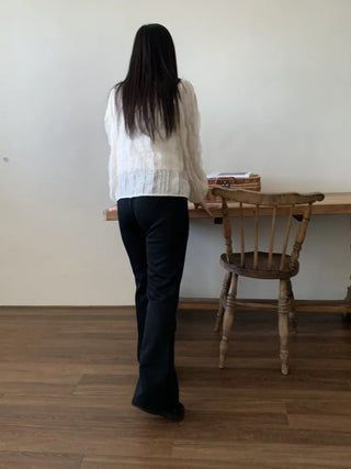 Natural Cotton Pleated Shirred Square Neck Blouse