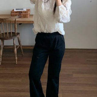 Natural Cotton Pleated Shirred Square Neck Blouse
