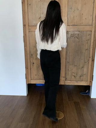 Natural Cotton Pleated Shirred Square Neck Blouse