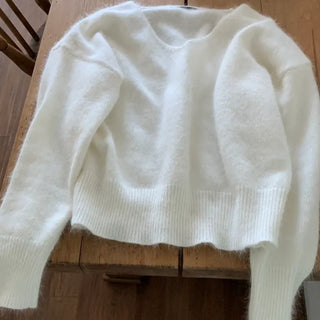 Soft Angora V-neck Loose Fit Knit
