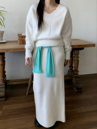 Soft Angora V-neck Loose Fit Knit