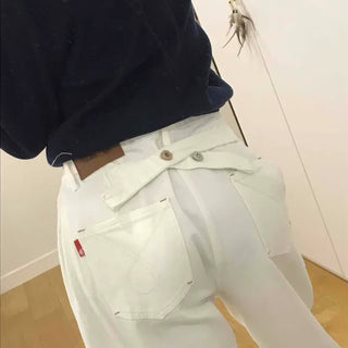 Clean Fit High-Waisted Wide Denim Pants with Tuck Detail