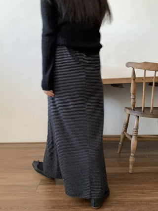 Ribbed Knit Mermaid Long Skirt