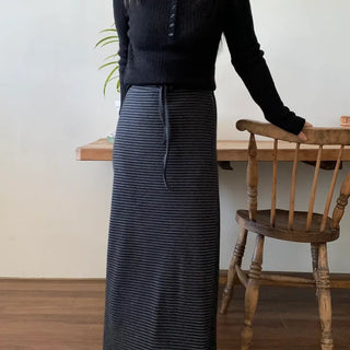 Ribbed Knit Mermaid Long Skirt
