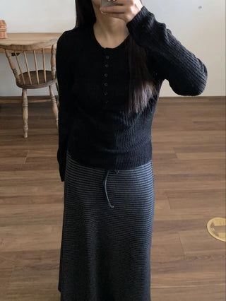 Ribbed Knit Mermaid Long Skirt