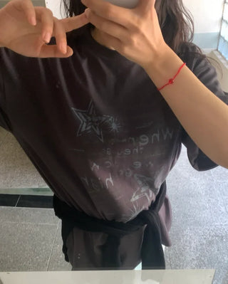 Baru Lettering Print Boxy Fit Short Sleeve T-shirt