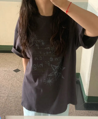 Baru Lettering Print Boxy Fit Short Sleeve T-shirt