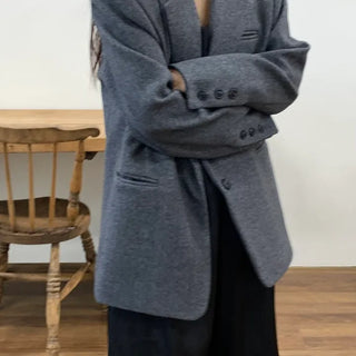 Soft Knit Shoulder Pad Drop Shoulder Jacket