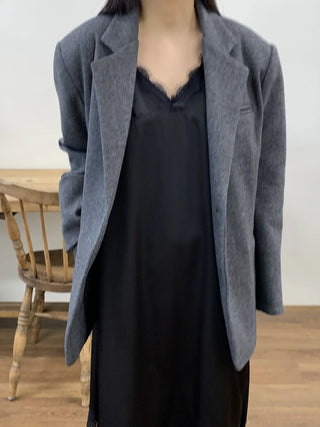 Soft Knit Shoulder Pad Drop Shoulder Jacket