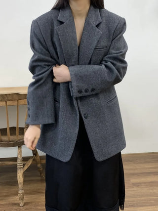 Soft Knit Shoulder Pad Drop Shoulder Jacket