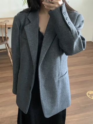 Soft Knit Shoulder Pad Drop Shoulder Jacket