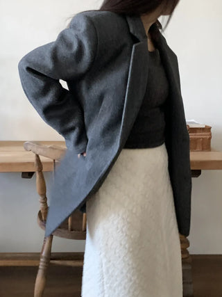 Soft Knit Shoulder Pad Drop Shoulder Jacket